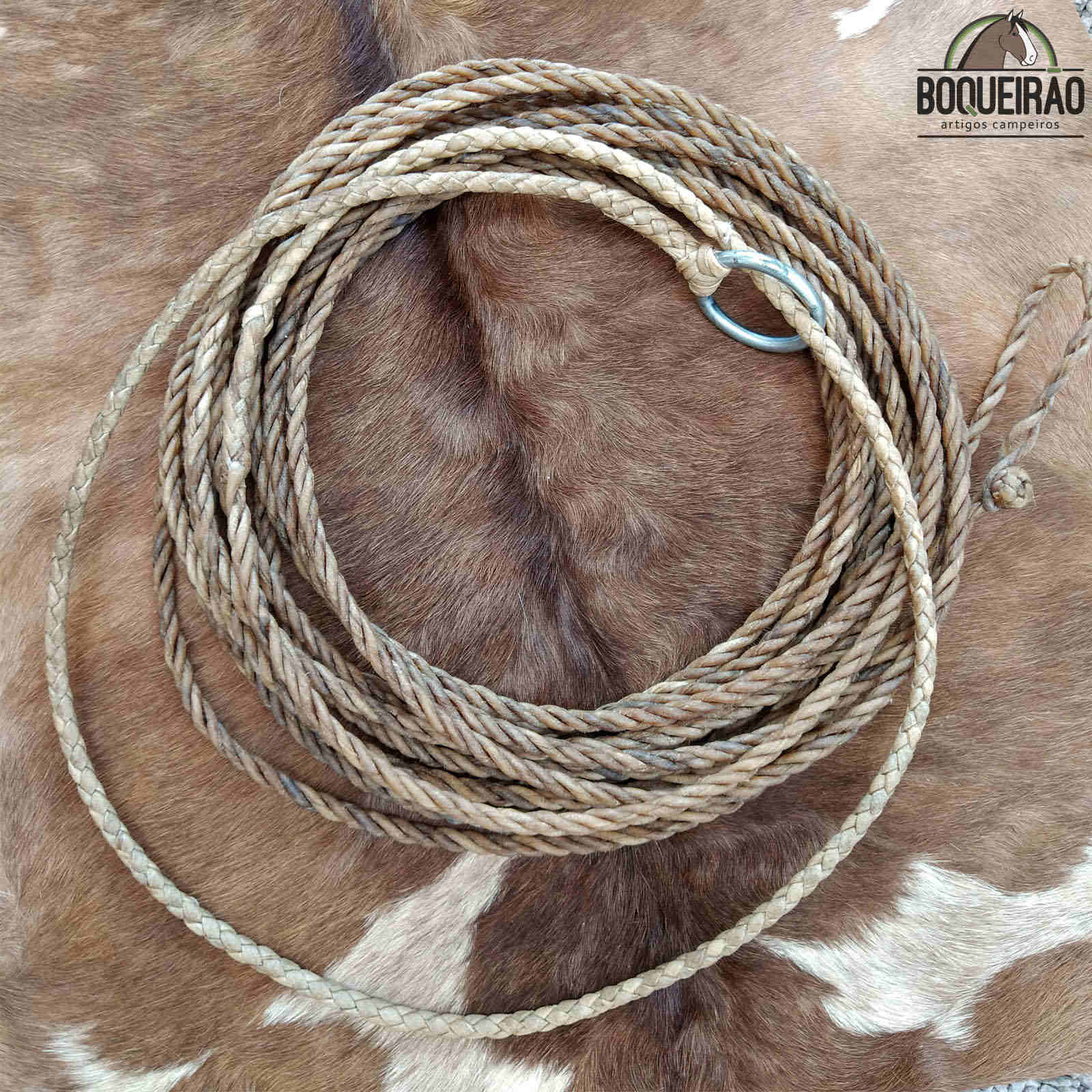 Laço Sovel Couro Natural 4 Tentos Para Cavalos