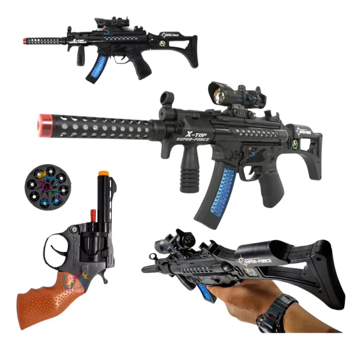 Espoleta de Brinquedo M16 Mira + Revolver com Espoleta com 72 Shots