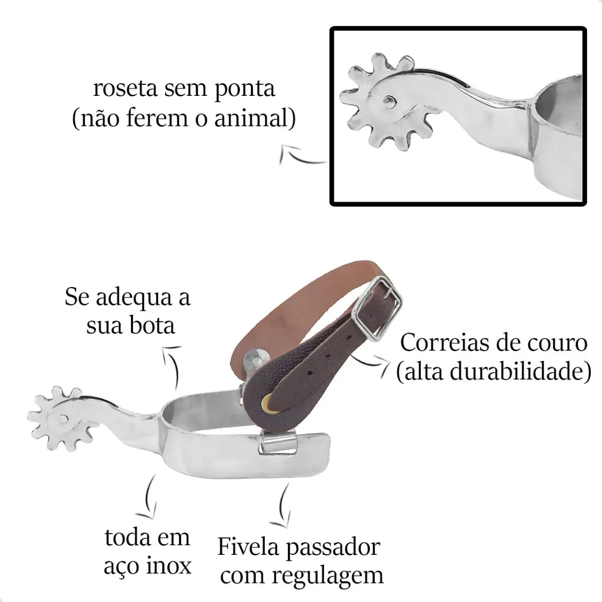 Espora Profissional Inox Com Correia West